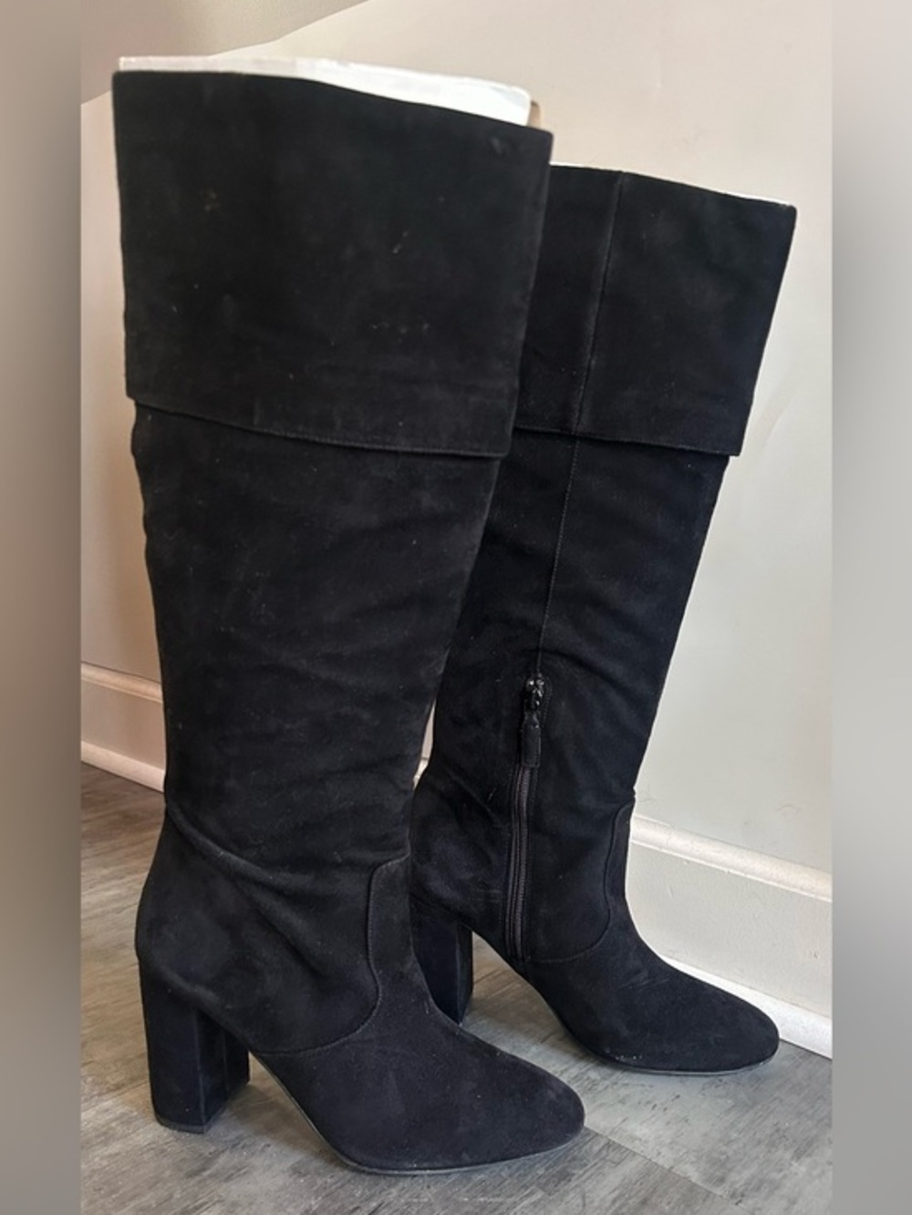 Cole Haan Black Suede Knee High Block Heel Boots Women’s 8.5B Quiet Luxury
